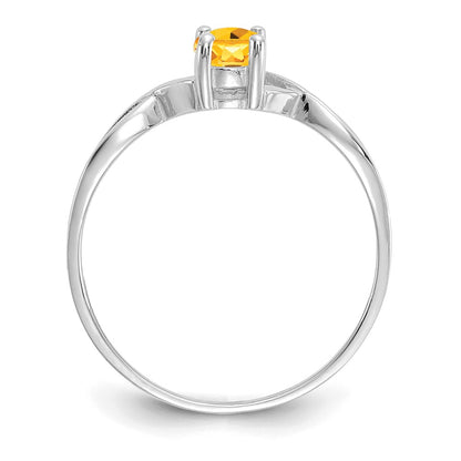14k White Gold 6x4 Oval Citrine Birthstone Ring