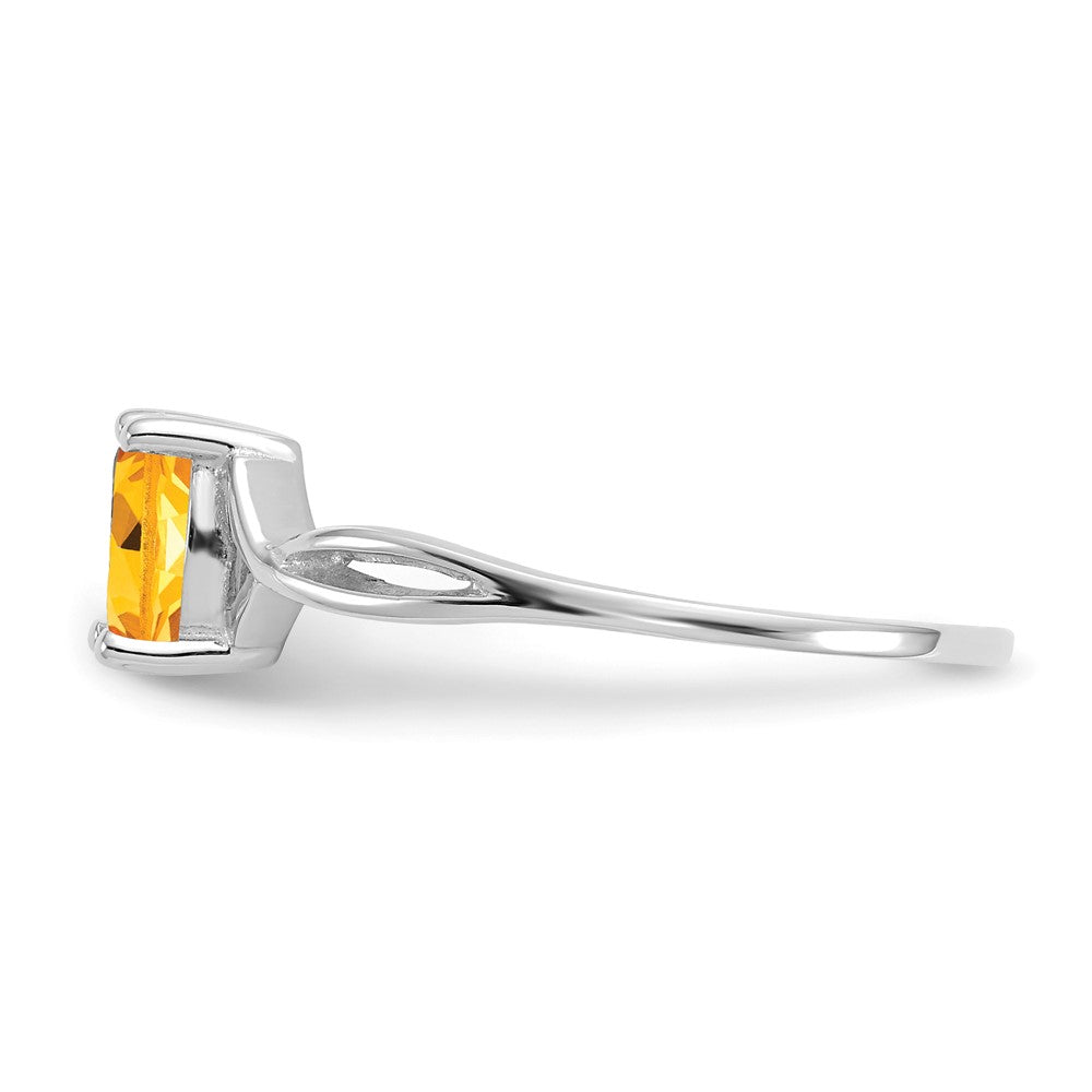 14k White Gold 6x4 Oval Citrine Birthstone Ring