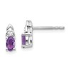 14k White Gold 5x3 Oval February/Amethyst and Diamond Post Earrings