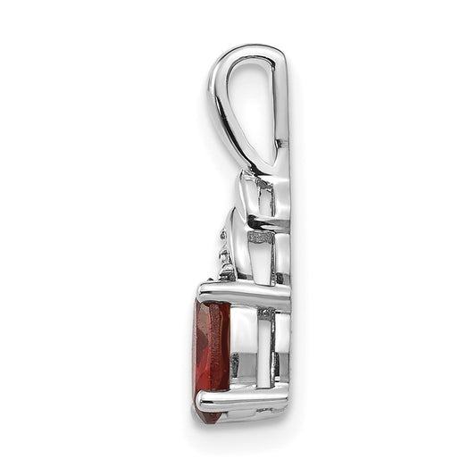 14k White Gold 6x4 Oval January/Garnet and Diamond Pendant
