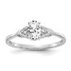 14k White Gold 6x4 Oval April/White Topaz and Diamond Ring