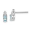 14k White Gold 5x3 Oval March/Aquamarine and Diamond Post Earrings