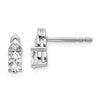 14k White Gold 5x3 Oval April/White Topaz and Diamond Post Earrings