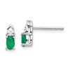 14k White Gold 5x3 Oval May/Emerald and Diamond Post Earrings
