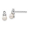 14k White Gold 4.5mm June/Freshwater Cultured Pearl and Diamond Post Earrings