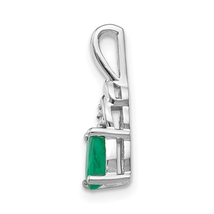 14k White Gold 6x4 Oval May/Emerald and Diamond Pendant