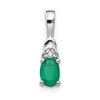 14k White Gold 6x4 Oval May/Emerald and Diamond Pendant