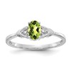 14k White Gold 6x4 Oval August/Peridot and Diamond Ring
