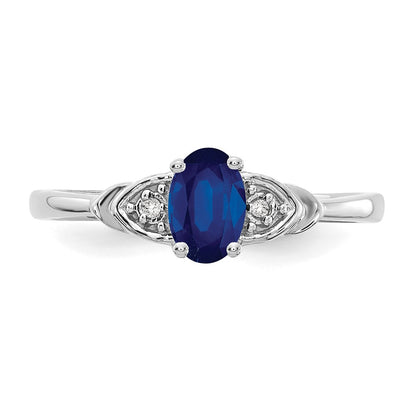 14k White Gold 6x4 Oval September/Sapphire and Diamond Ring