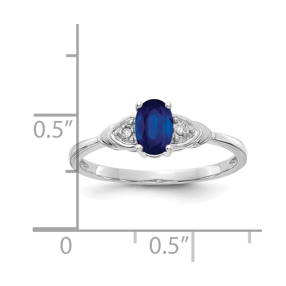 14k White Gold 6x4 Oval September/Sapphire and Diamond Ring