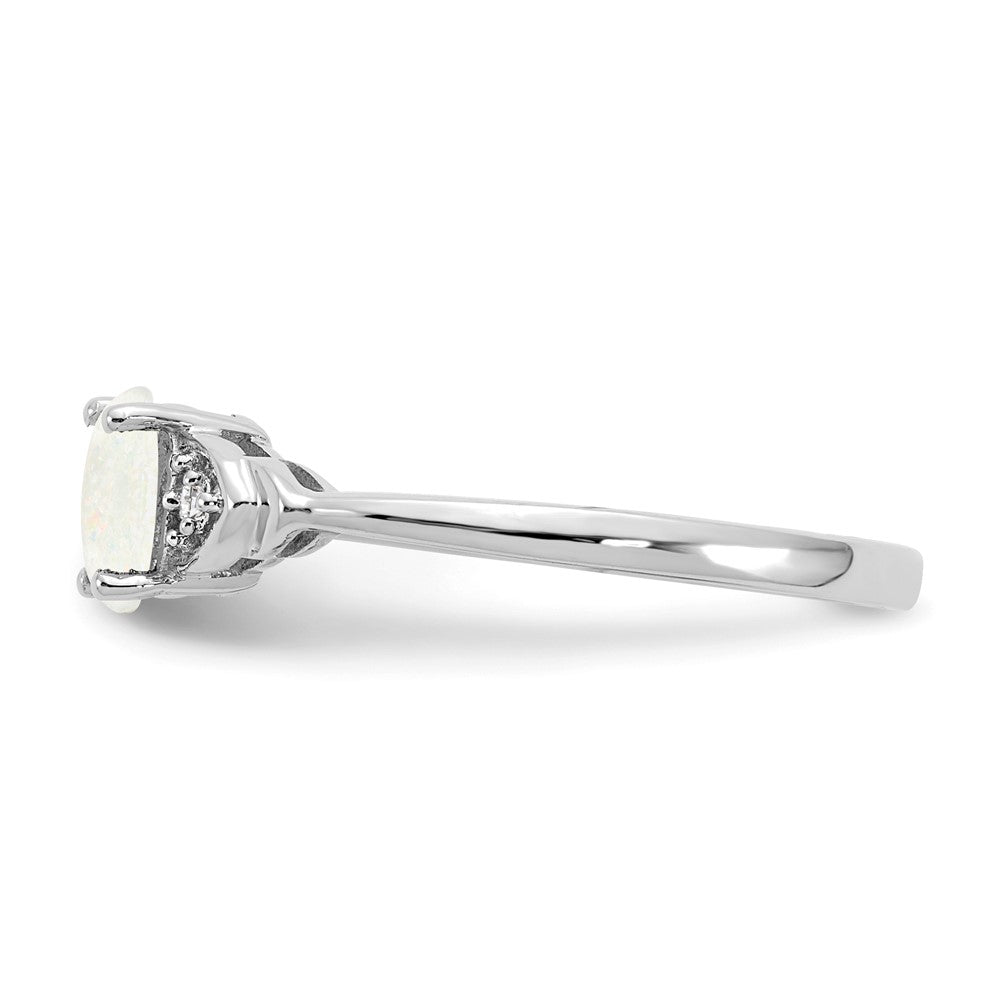 14k White Gold 6x4 Oval October/Opal and Diamond Ring