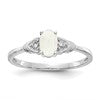 14k White Gold 6x4 Oval October/Opal and Diamond Ring