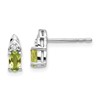 14k White Gold 5x3 Oval August/Peridot and Diamond Post Earrings