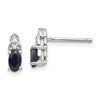 14k White Gold 5x3 Oval September/Sapphire and Diamond Post Earrings