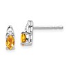 14k White Gold 5x3 Oval November/Citrine and Diamond Post Earrings