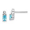 14k White Gold 5x3 Oval December/Blue Topaz and Diamond Post Earrings