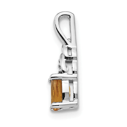 14k White Gold 6x4 Oval November/Citrine and Diamond Pendant
