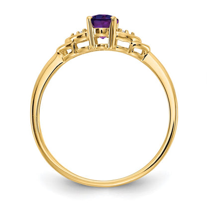 14k 6x4 Oval February/Amethyst and Diamond Ring