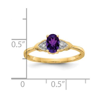 14k 6x4 Oval February/Amethyst and Diamond Ring