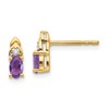14k 5x3 Oval February/Amethyst and Diamond Post Earrings