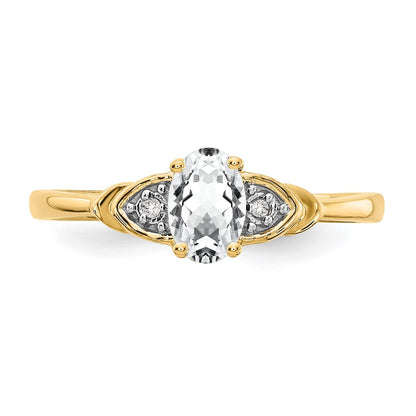 14k 6x4 Oval April/White Topaz and Diamond Ring