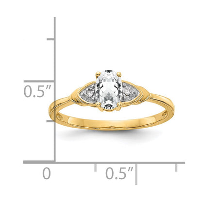 14k 6x4 Oval April/White Topaz and Diamond Ring