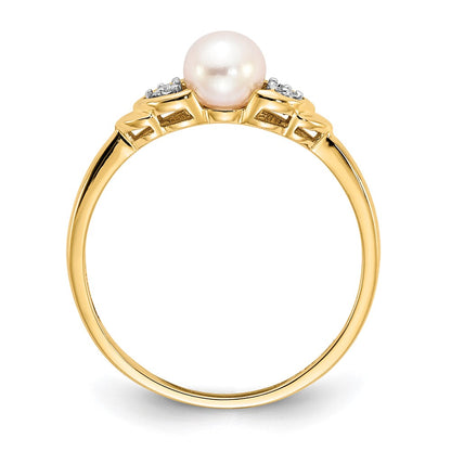 14k 5mm June/Freshwater Cultured Pearl and Diamond Ring