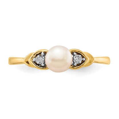 14k 5mm June/Freshwater Cultured Pearl and Diamond Ring