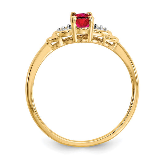 14k 6x4 Oval July/Ruby and Diamond Ring