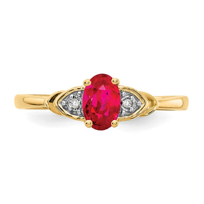 14k 6x4 Oval July/Ruby and Diamond Ring