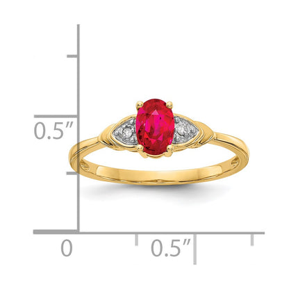 14k 6x4 Oval July/Ruby and Diamond Ring