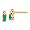 14k 5x3 Oval May/Emerald and Diamond Post Earrings