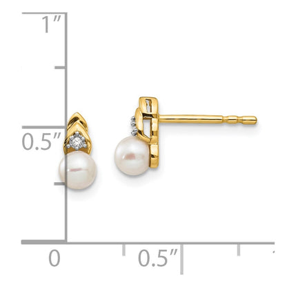 14k 4.5mm June/Freshwater Cultured Pearl and Diamond Post Earrings