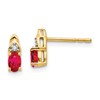 14k 5x3 Oval July/Ruby and Diamond Post Earrings