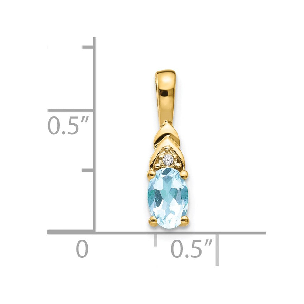 14k 6x4 Oval March/Aquamarine and Diamond Pendant