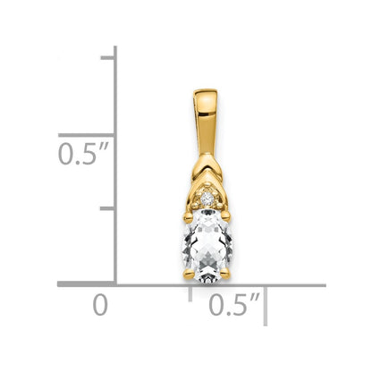 14k 6x4 Oval April/White Topaz and Diamond Pendant