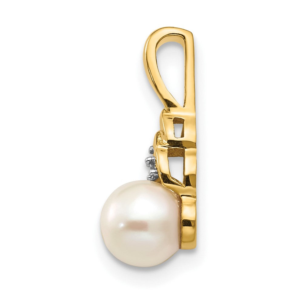14k 6mm June/Freshwater Cultured Pearl and Diamond Pendant