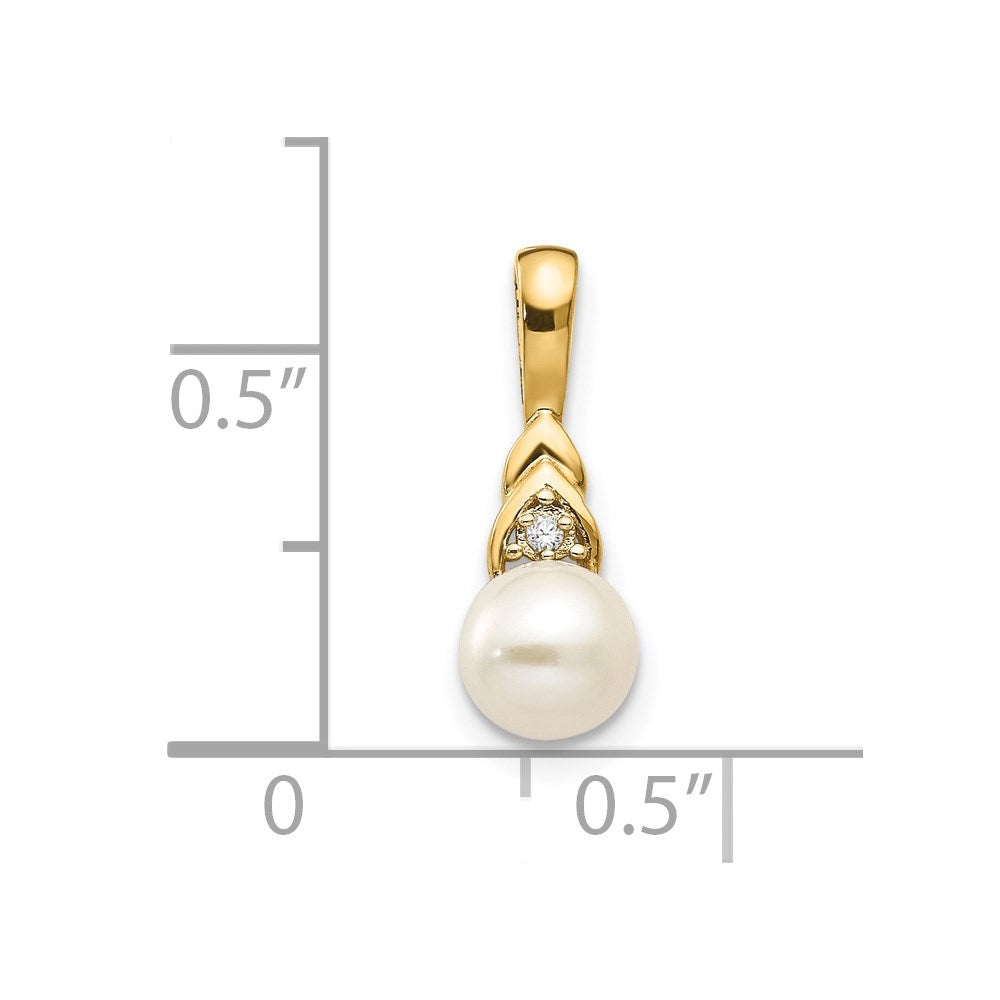 14k 6mm June/Freshwater Cultured Pearl and Diamond Pendant