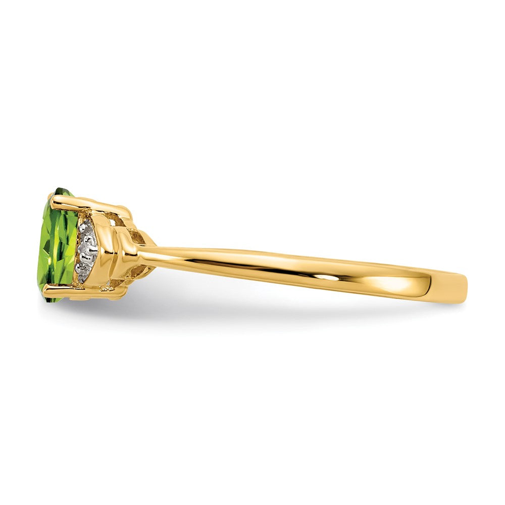 14k 6x4 Oval August/Peridot and Diamond Ring
