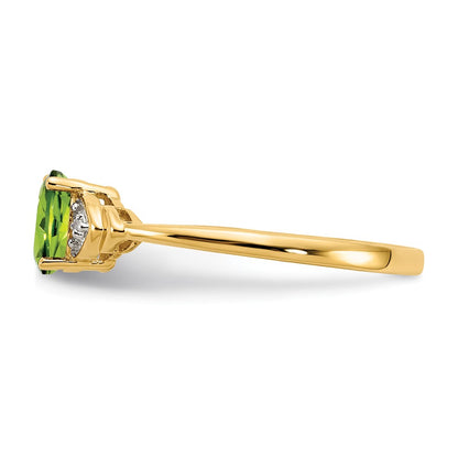 14k 6x4 Oval August/Peridot and Diamond Ring