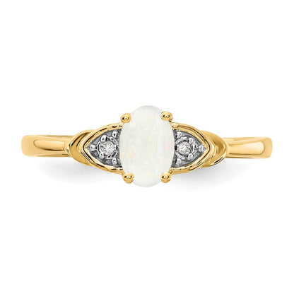 14k 6x4 Oval October/Opal and Diamond Ring