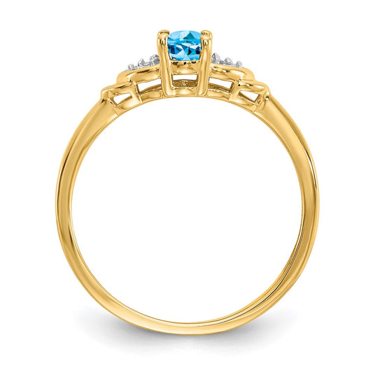 14k 6x4 Oval December/Blue Topaz and Diamond Ring