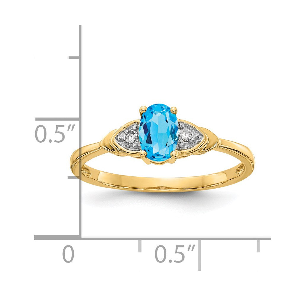 14k 6x4 Oval December/Blue Topaz and Diamond Ring