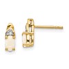 14k 5x3 Oval October/Opal and Diamond Post Earrings