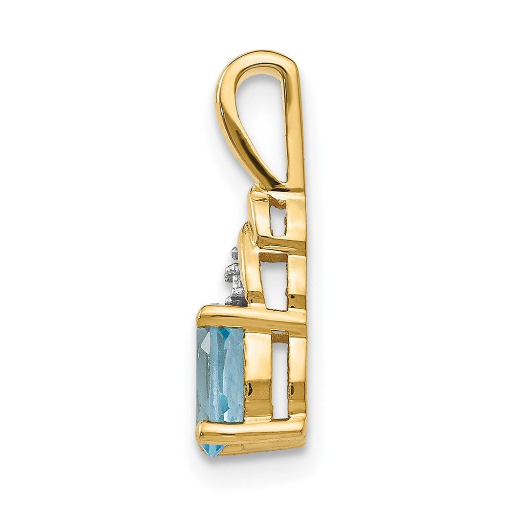 14k 6x4 Oval December/Blue Topaz and Diamond Pendant