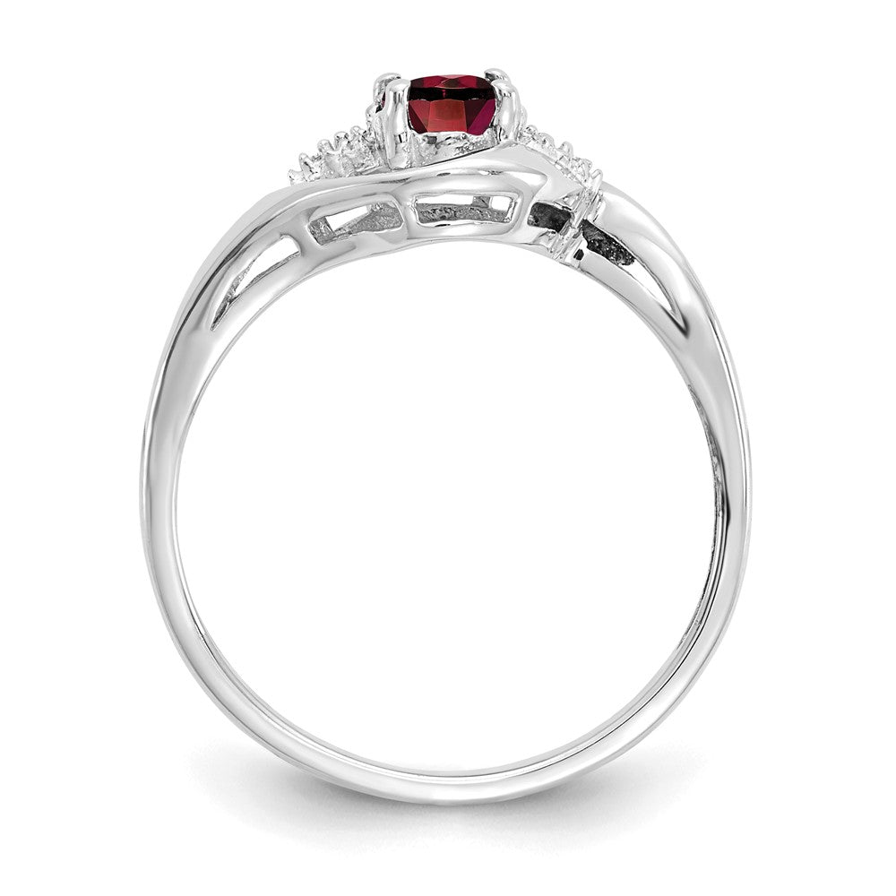 14k White Gold 6x4 Oval January/Garnet and Diamond Ring