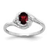 14k White Gold 6x4 Oval January/Garnet and Diamond Ring