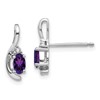 14k White Gold 5x3 Oval February/Amethyst and Diamond Post Earrings