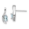 14k White Gold 5x3 Oval March/Aquamarine and Diamond Post Earrings