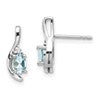 14k White Gold 5x3 Oval March/Aquamarine and Diamond Post Earrings